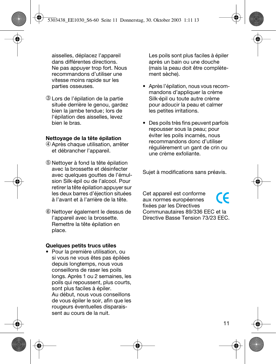 Braun EE1030 Silk-épil SuperSoft User Manual | Page 10 / 57