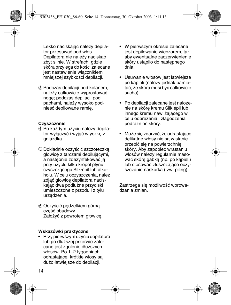 Braun EE1030 Silk-épil SuperSoft User Manual | Page 13 / 57