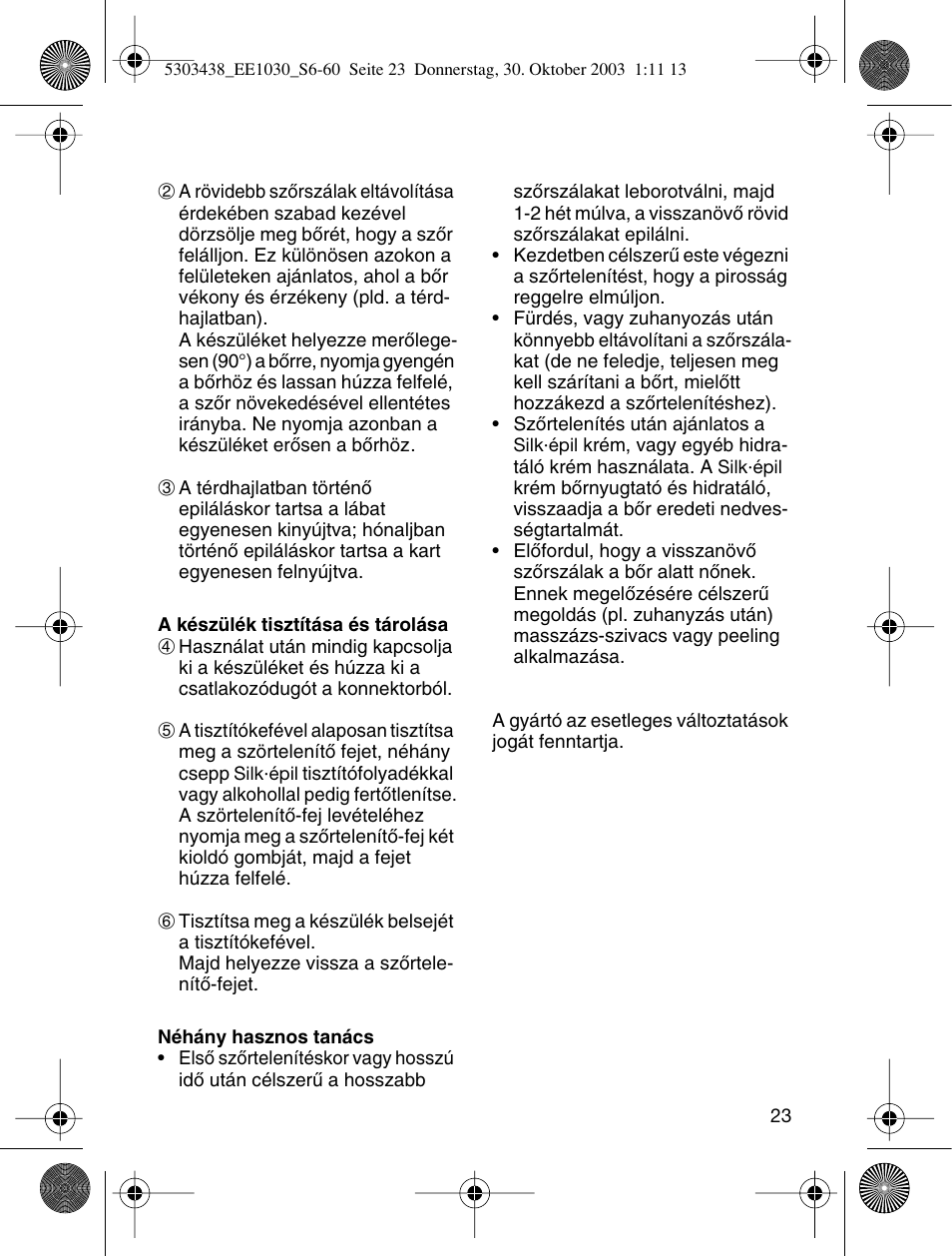 Braun EE1030 Silk-épil SuperSoft User Manual | Page 22 / 57
