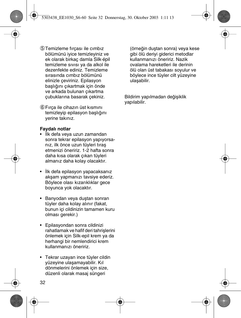Braun EE1030 Silk-épil SuperSoft User Manual | Page 31 / 57