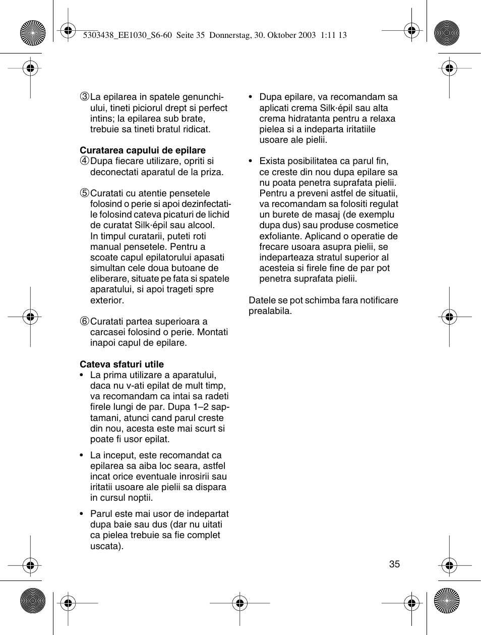 Braun EE1030 Silk-épil SuperSoft User Manual | Page 34 / 57