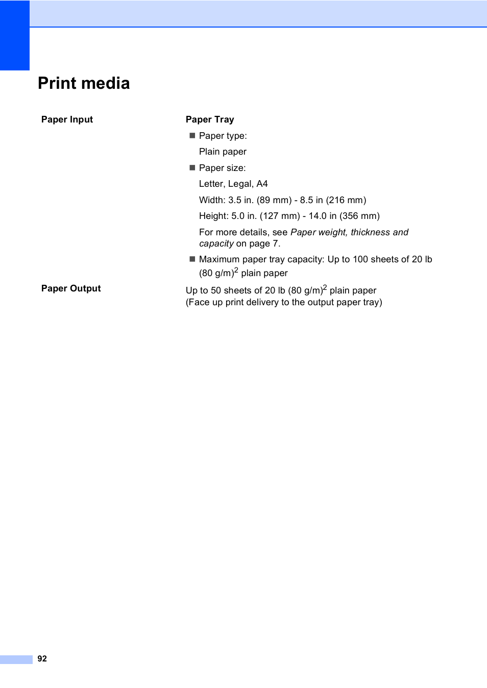 Print media | Brother Fax 1360 User Manual | Page 106 / 118