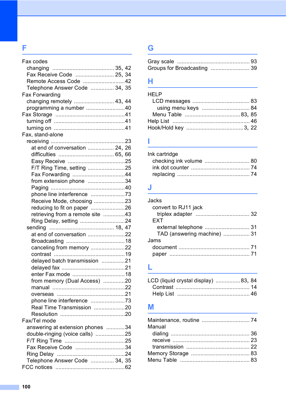 Brother Fax 1360 User Manual | Page 114 / 118