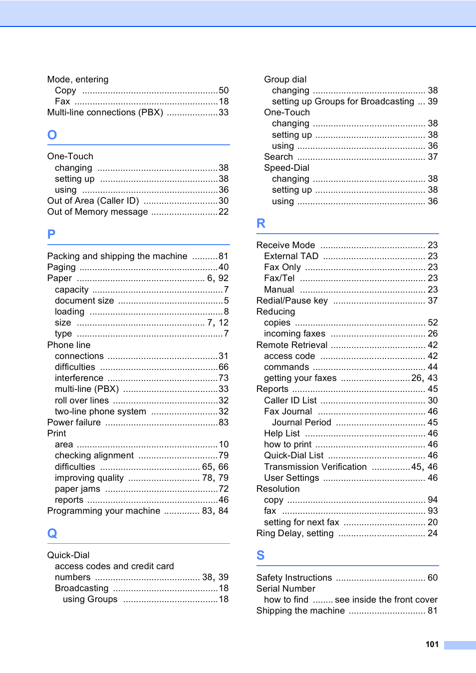 Brother Fax 1360 User Manual | Page 115 / 118