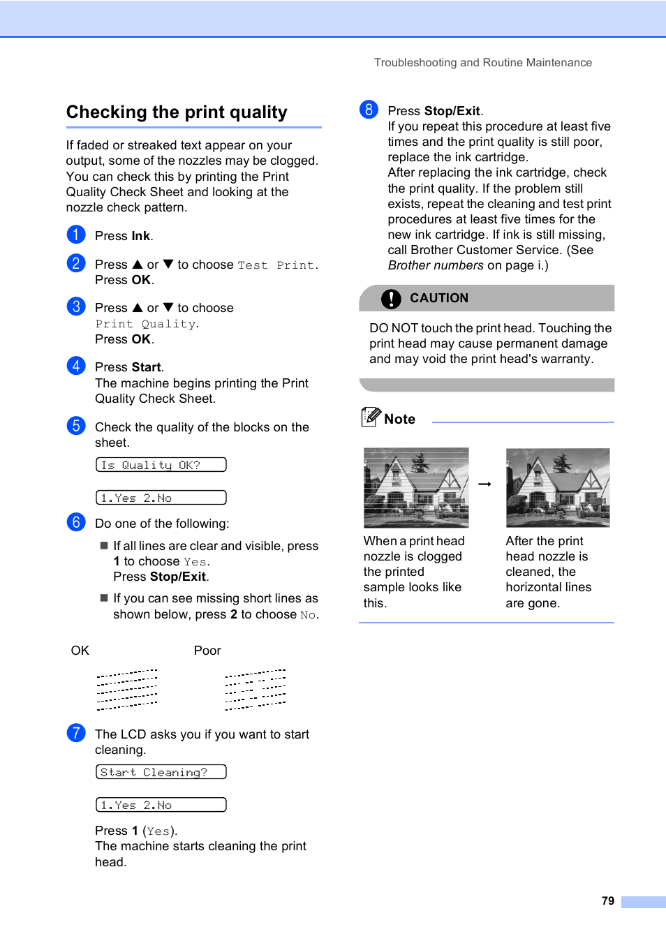 Checking the print quality | Brother Fax 1360 User Manual | Page 93 / 118