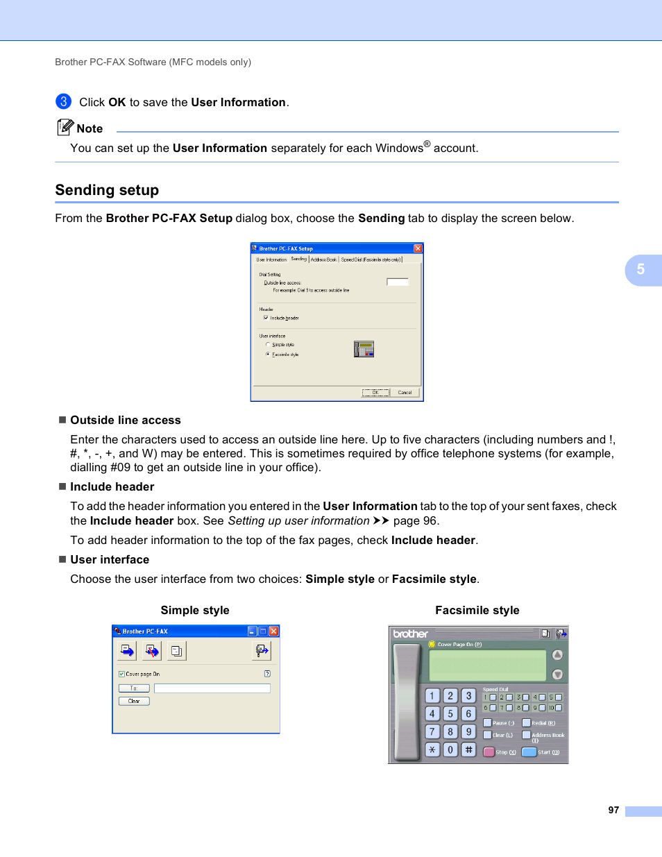 Sending setup | Brother MFC-J825DW User Manual | Page 106 / 248