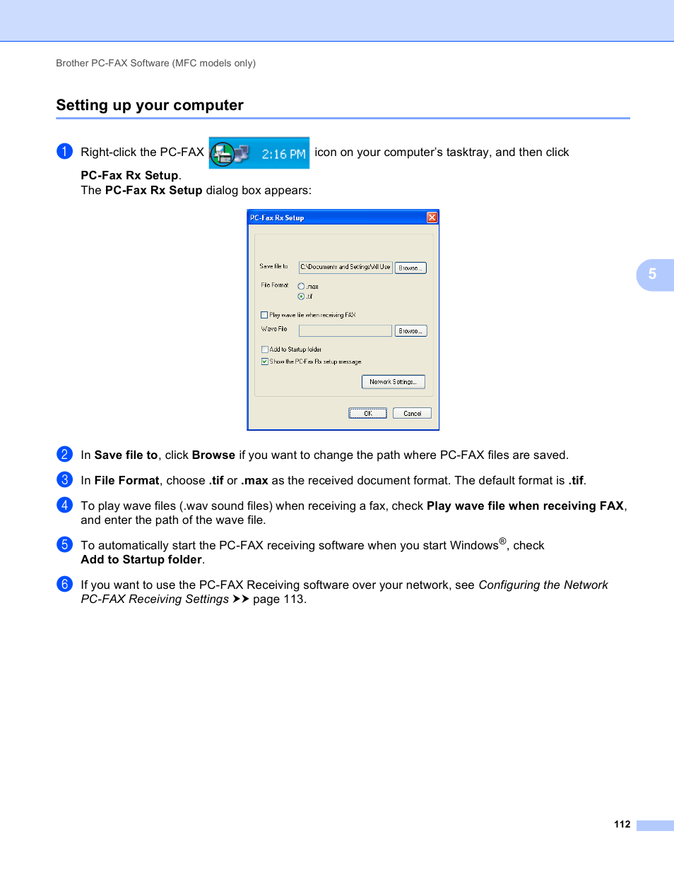 Setting up your computer, 5setting up your computer | Brother MFC-J825DW User Manual | Page 121 / 248