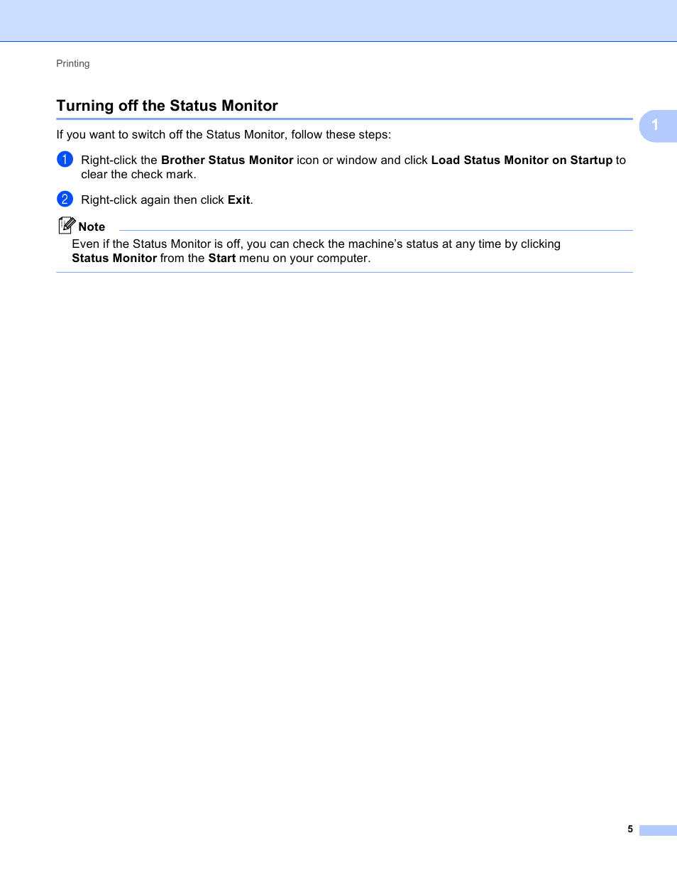 Turning off the status monitor, 1turning off the status monitor | Brother MFC-J825DW User Manual | Page 14 / 248