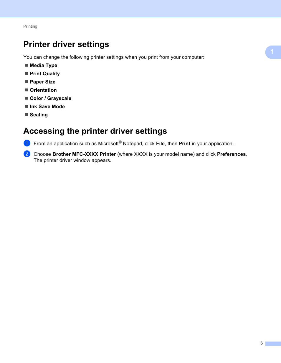Printer driver settings, Accessing the printer driver settings | Brother MFC-J825DW User Manual | Page 15 / 248