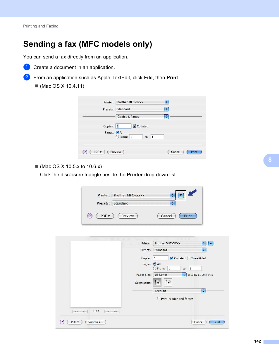 Sending a fax (mfc models only) | Brother MFC-J825DW User Manual | Page 151 / 248