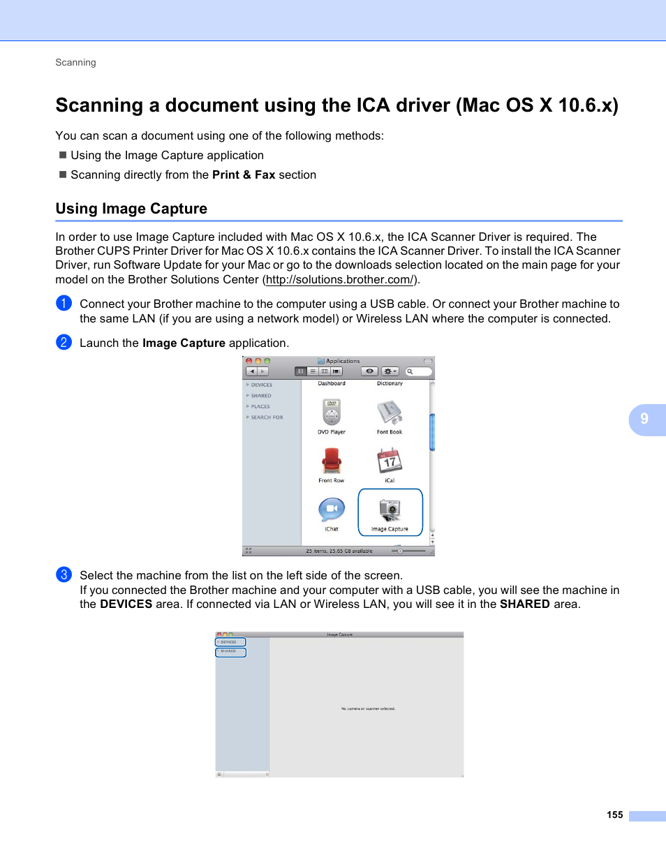 Using image capture | Brother MFC-J825DW User Manual | Page 164 / 248