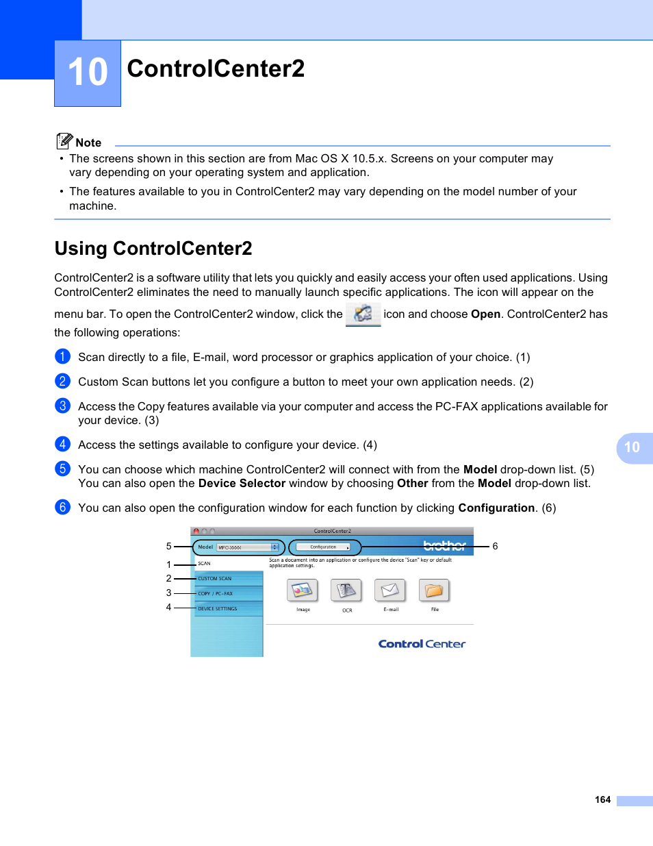 10 controlcenter2, Using controlcenter2, Controlcenter2 | Brother MFC-J825DW User Manual | Page 173 / 248
