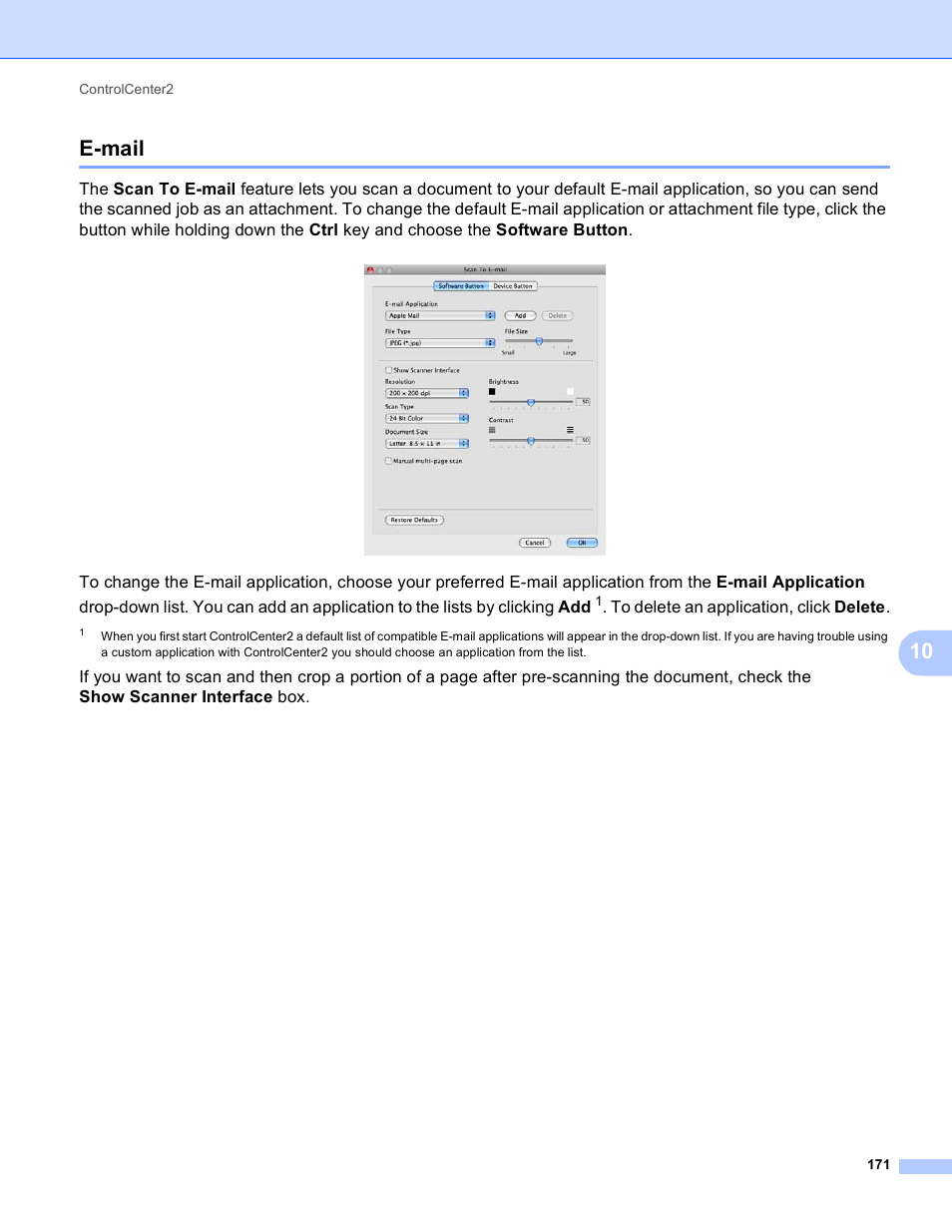 E-mail, 10 e-mail | Brother MFC-J825DW User Manual | Page 180 / 248