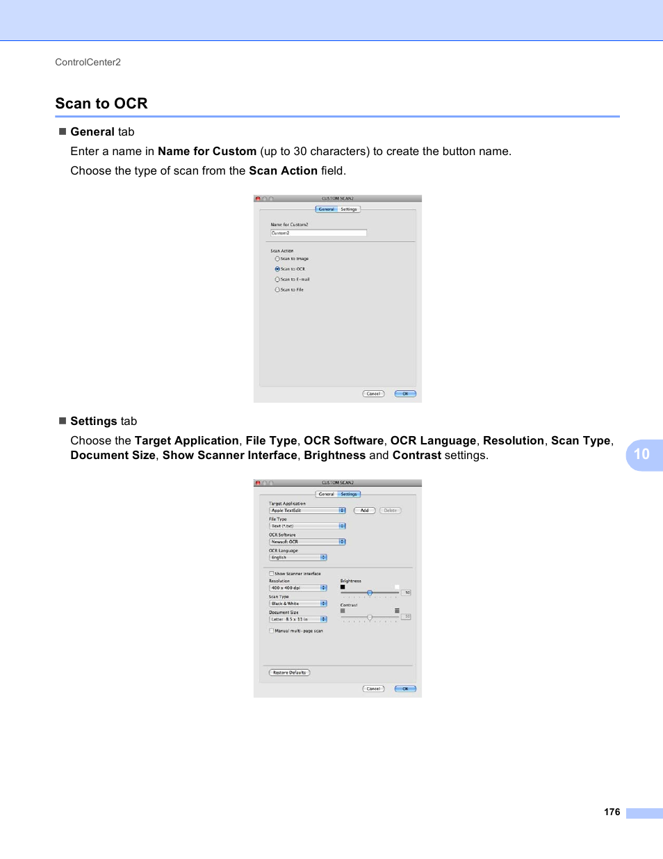 Scan to ocr, 10 scan to ocr | Brother MFC-J825DW User Manual | Page 185 / 248