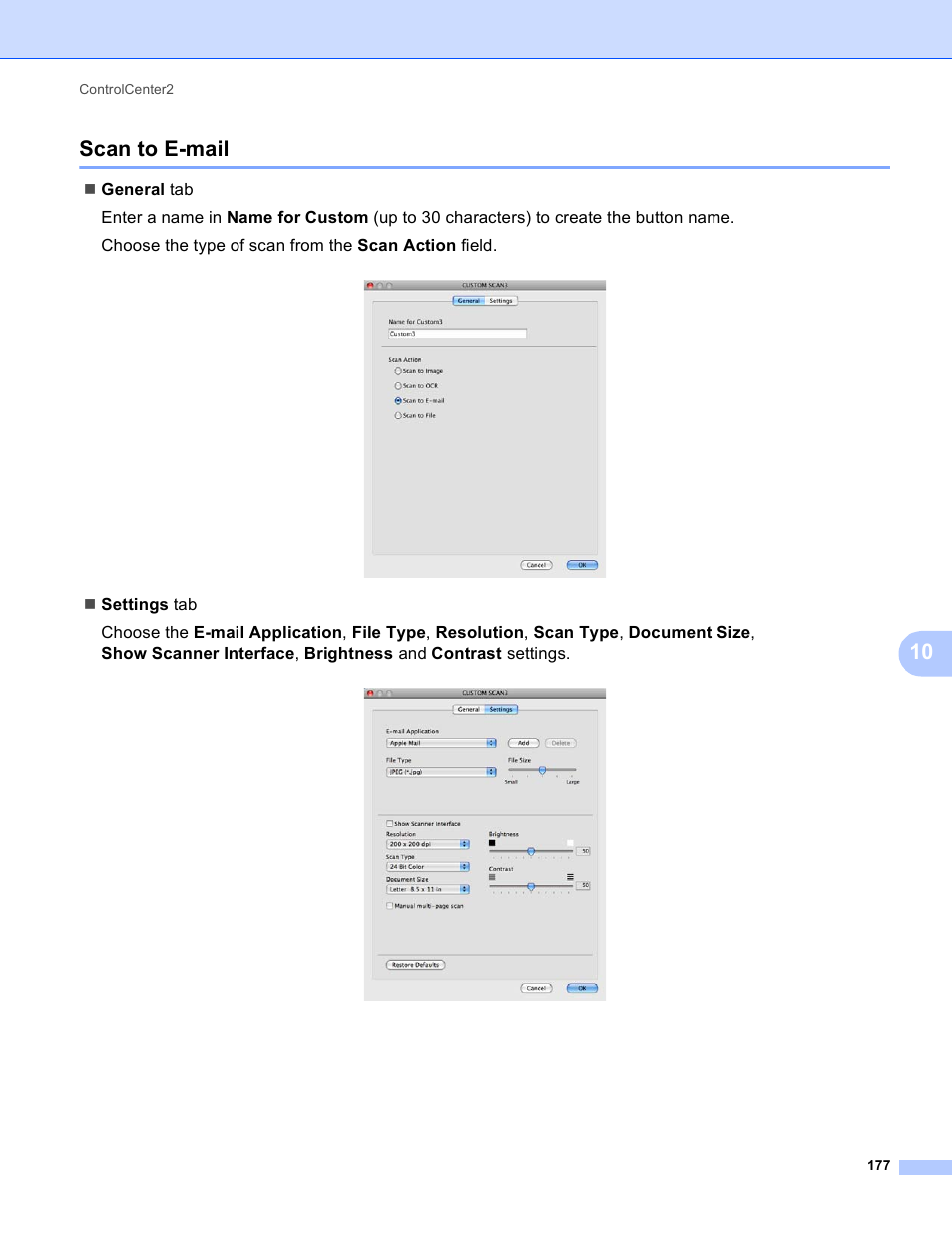 Scan to e-mail, 10 scan to e-mail | Brother MFC-J825DW User Manual | Page 186 / 248