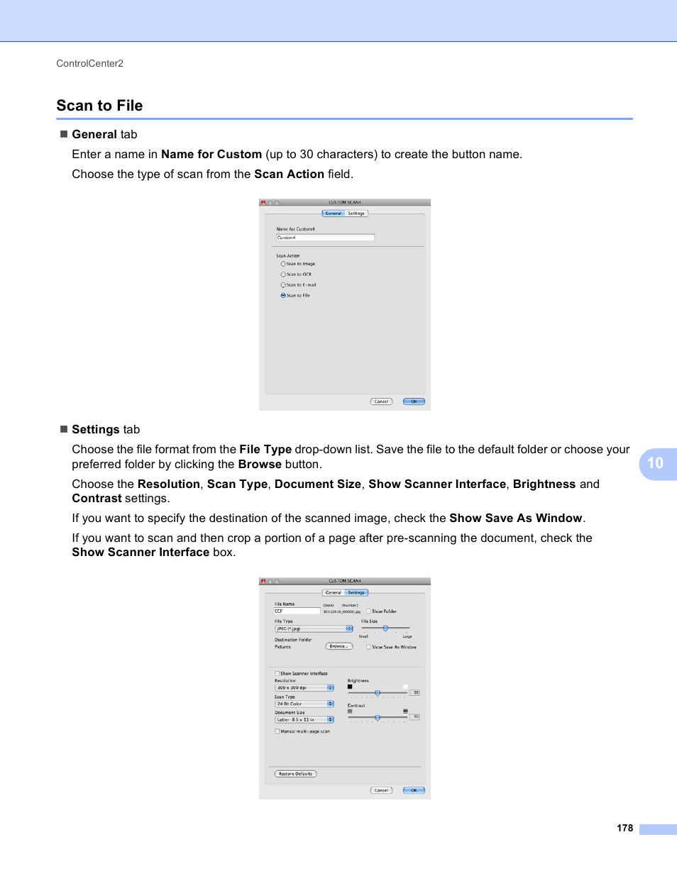 Scan to file, 10 scan to file | Brother MFC-J825DW User Manual | Page 187 / 248