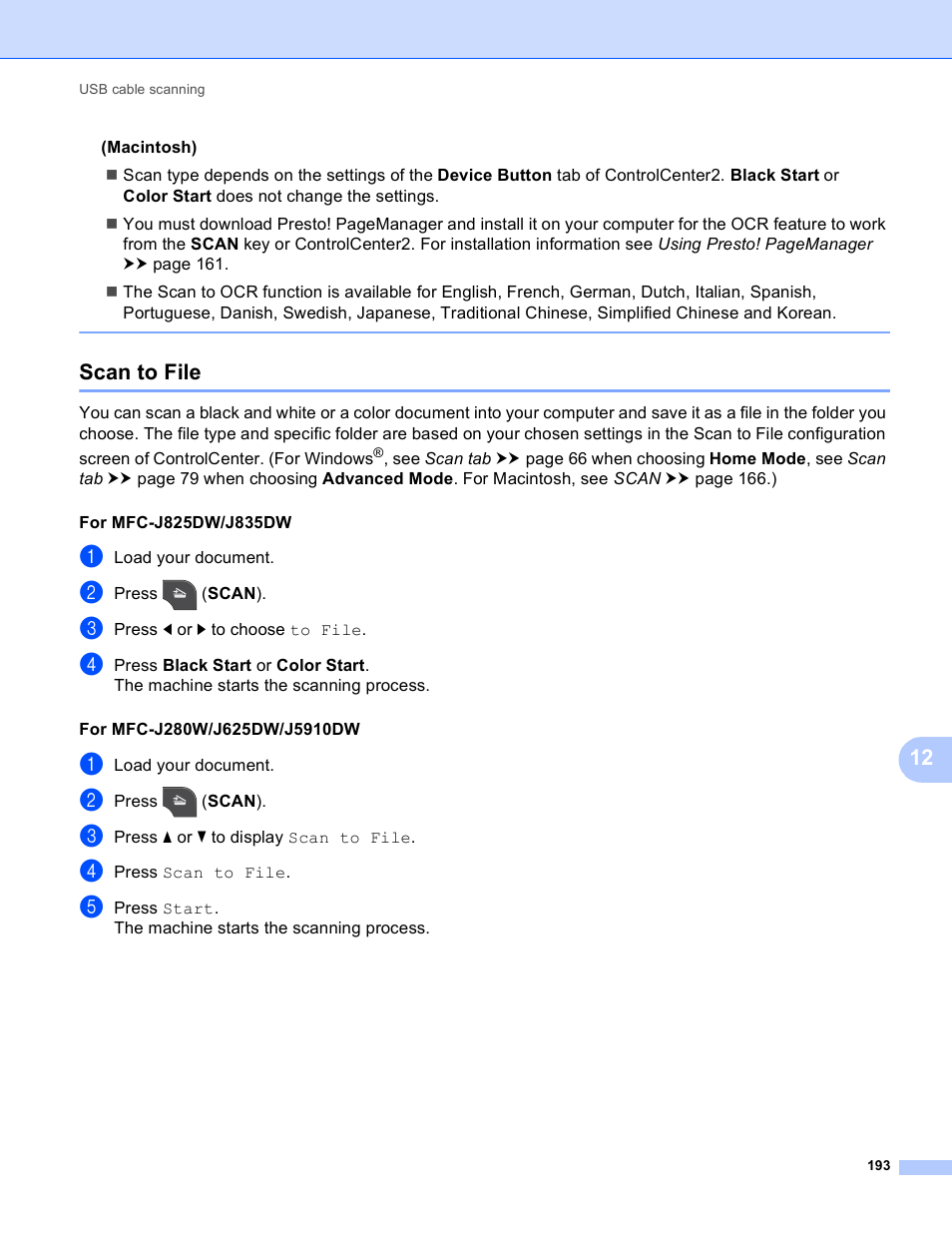 Scan to file | Brother MFC-J825DW User Manual | Page 202 / 248