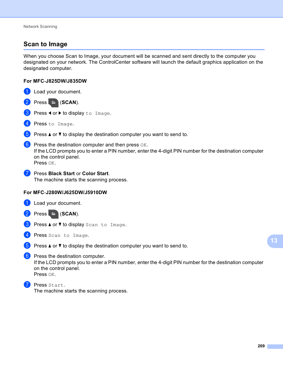 Scan to image | Brother MFC-J825DW User Manual | Page 218 / 248
