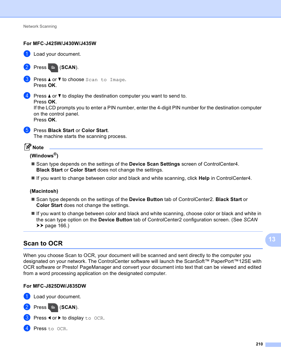 Scan to ocr | Brother MFC-J825DW User Manual | Page 219 / 248