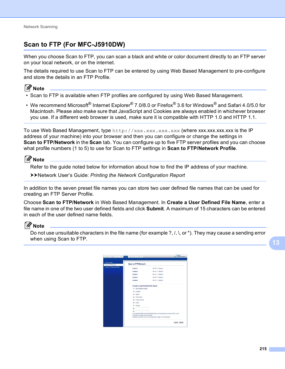 Scan to ftp (for mfc-j5910dw) | Brother MFC-J825DW User Manual | Page 224 / 248