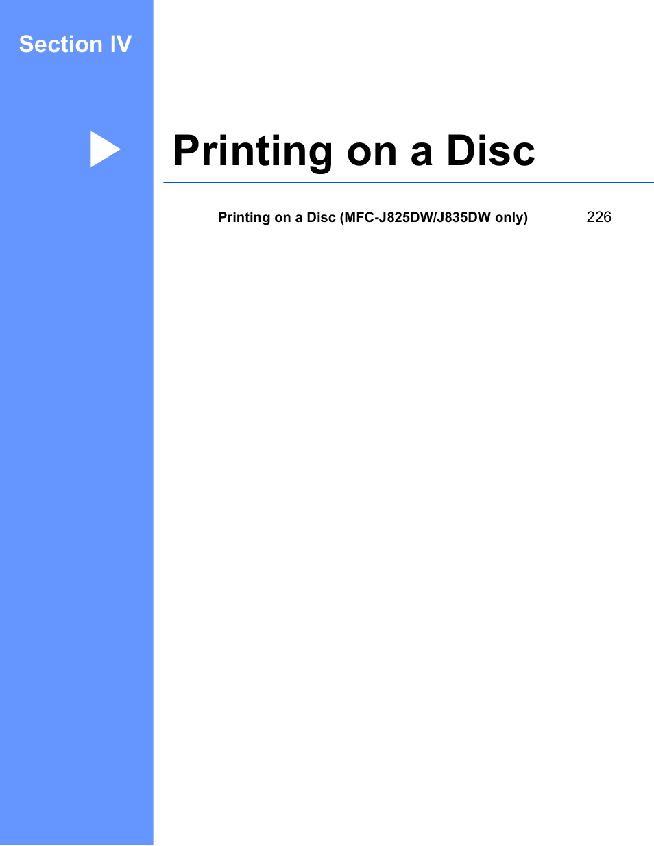 Printing on a disc, Section iv printing on a disc | Brother MFC-J825DW User Manual | Page 234 / 248
