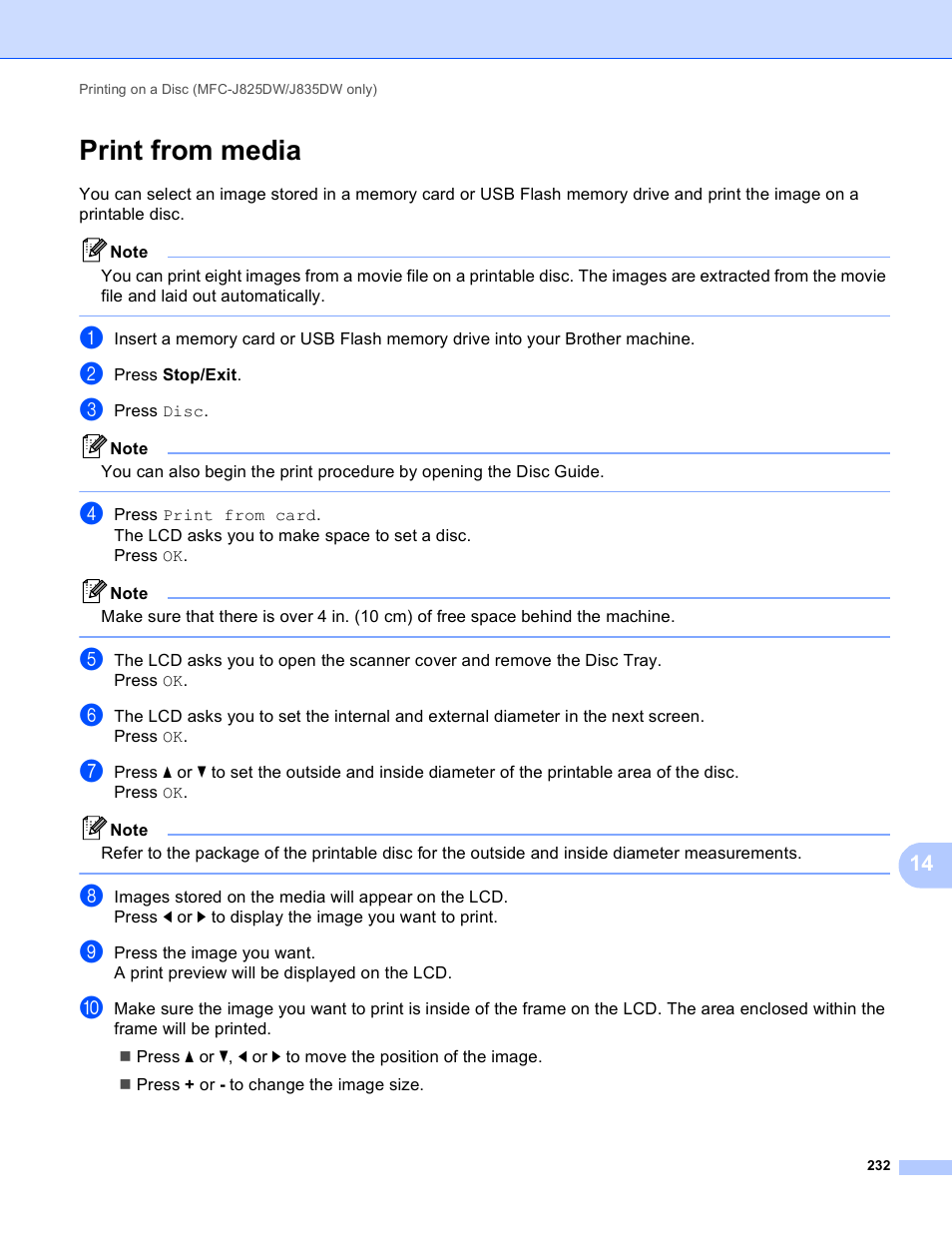 Print from media | Brother MFC-J825DW User Manual | Page 241 / 248