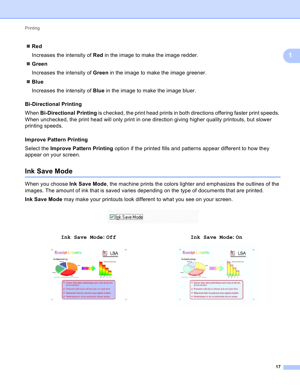 Ink save mode, Ink save mode: off, Ink save mode: on | Brother MFC-J825DW User Manual | Page 26 / 248