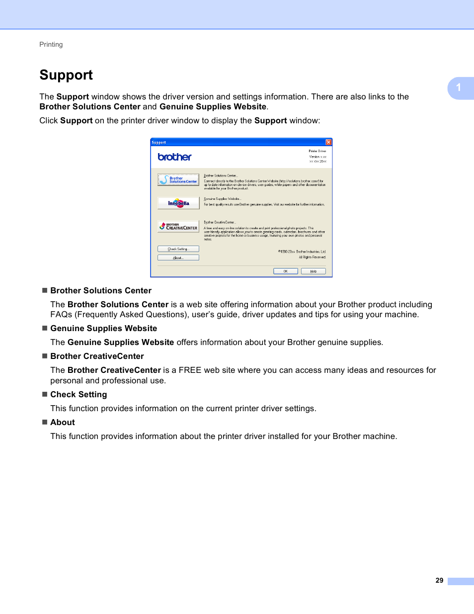 Support | Brother MFC-J825DW User Manual | Page 38 / 248