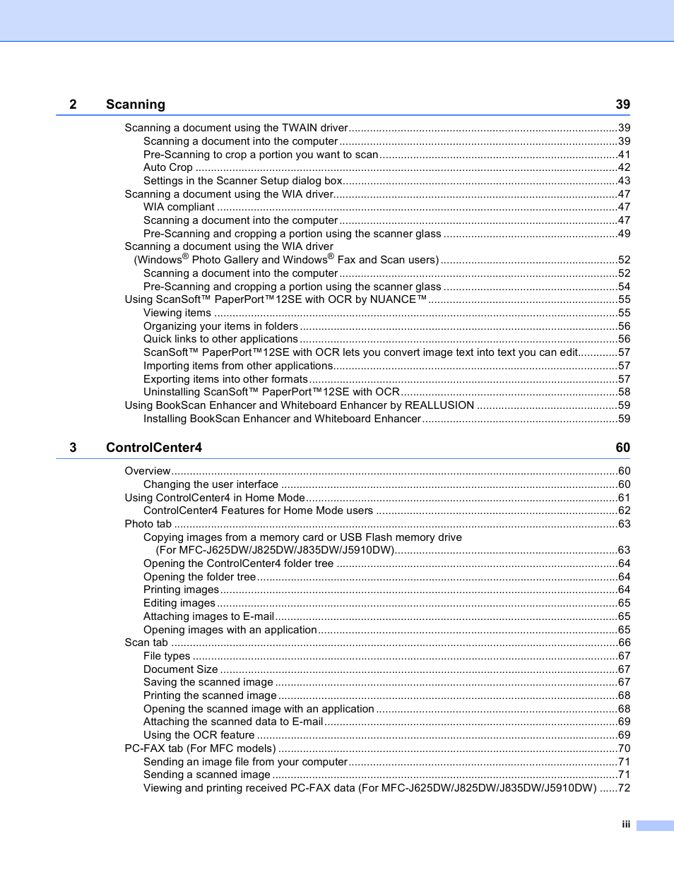 Brother MFC-J825DW User Manual | Page 4 / 248