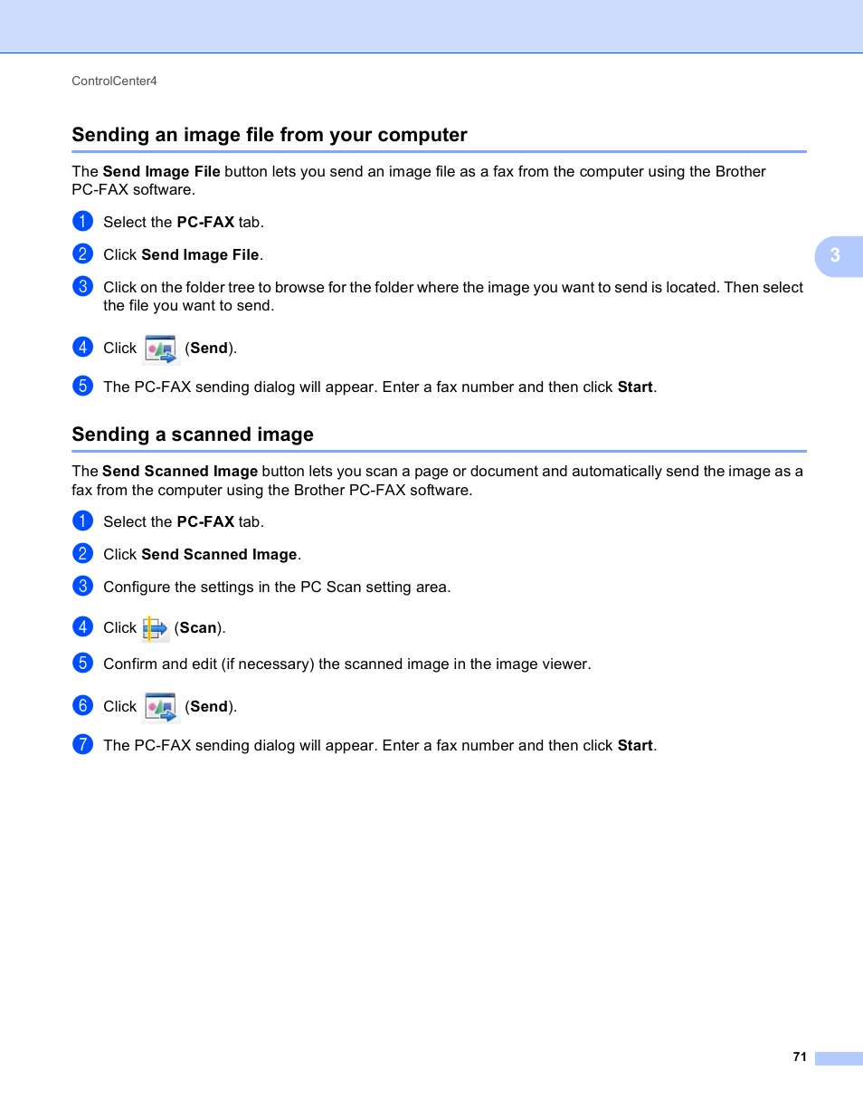 Sending an image file from your computer, Sending a scanned image | Brother MFC-J825DW User Manual | Page 80 / 248