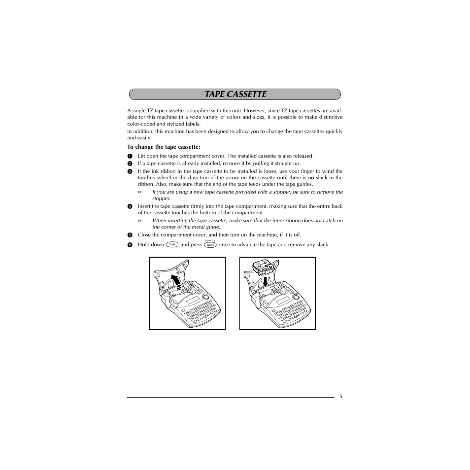 Tape cassette | Brother PT-1910 User Manual | Page 13 / 114
