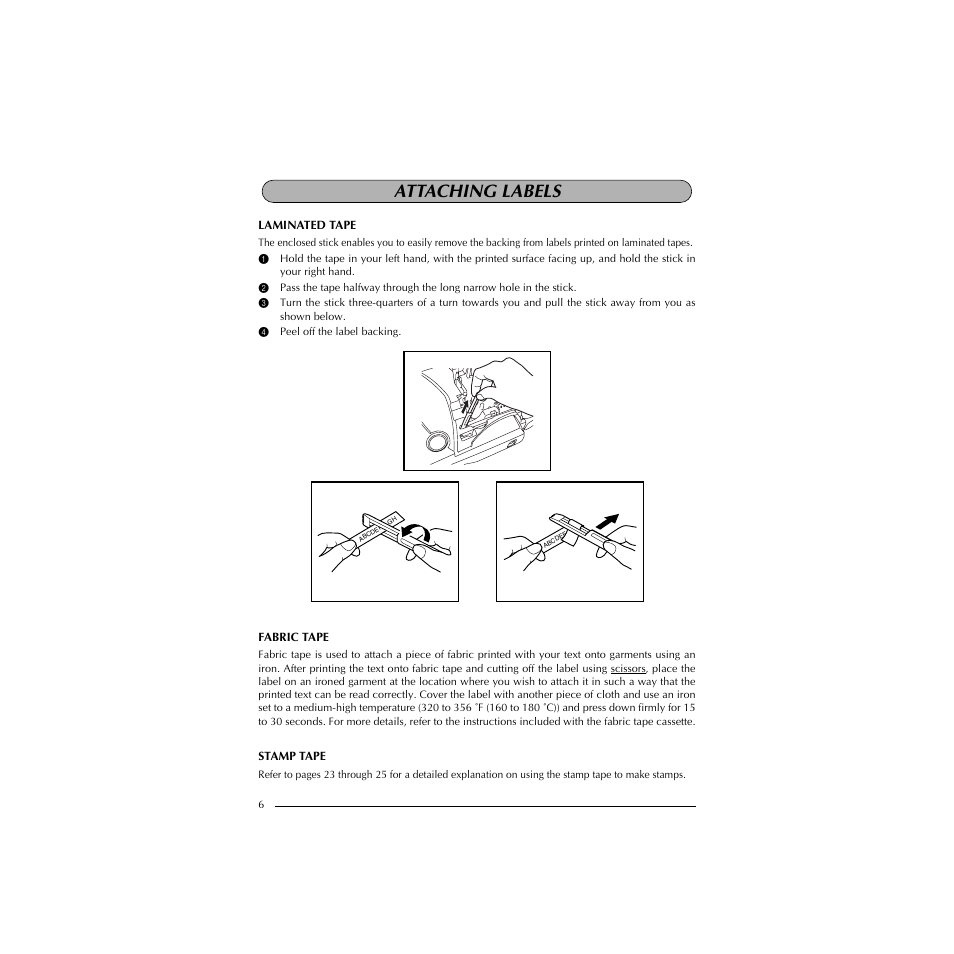 Attaching labels | Brother PT-1910 User Manual | Page 14 / 114