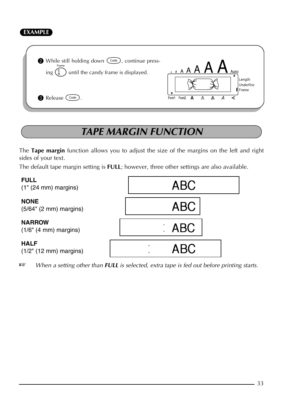 Tape margin function | Brother PT-1910 User Manual | Page 41 / 114