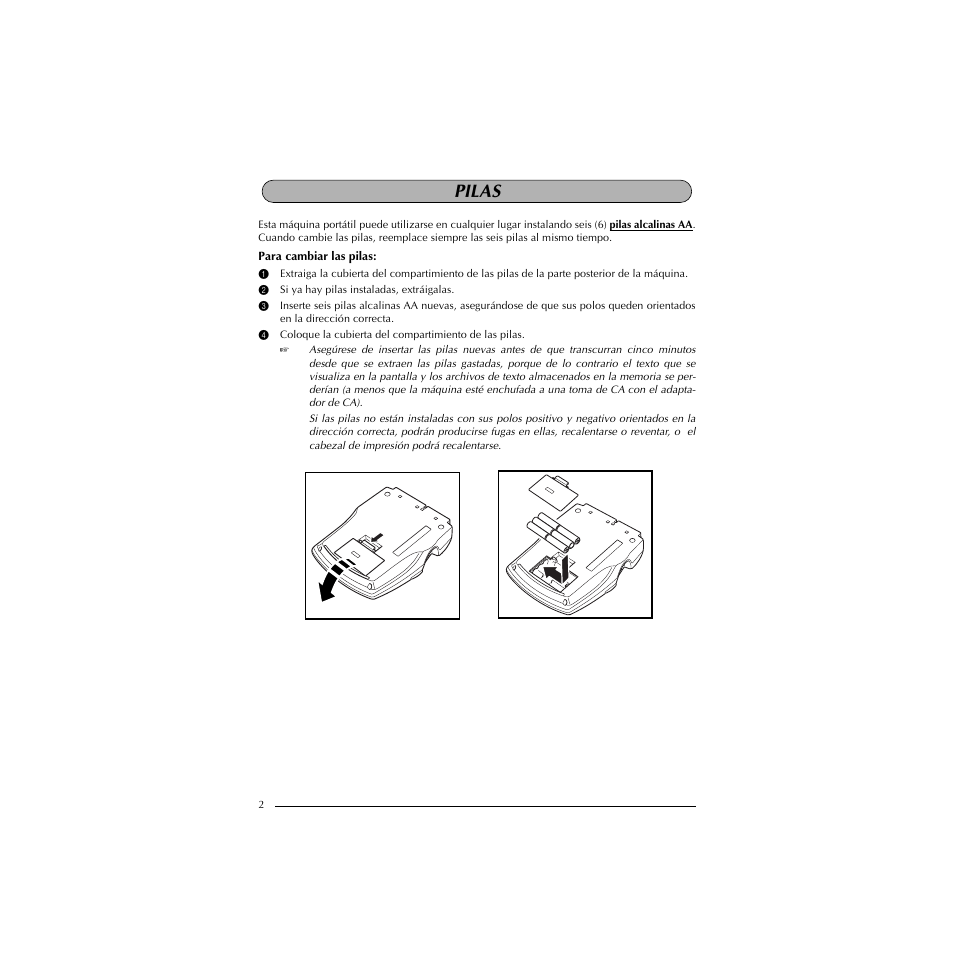 Pilas | Brother PT-1910 User Manual | Page 74 / 114