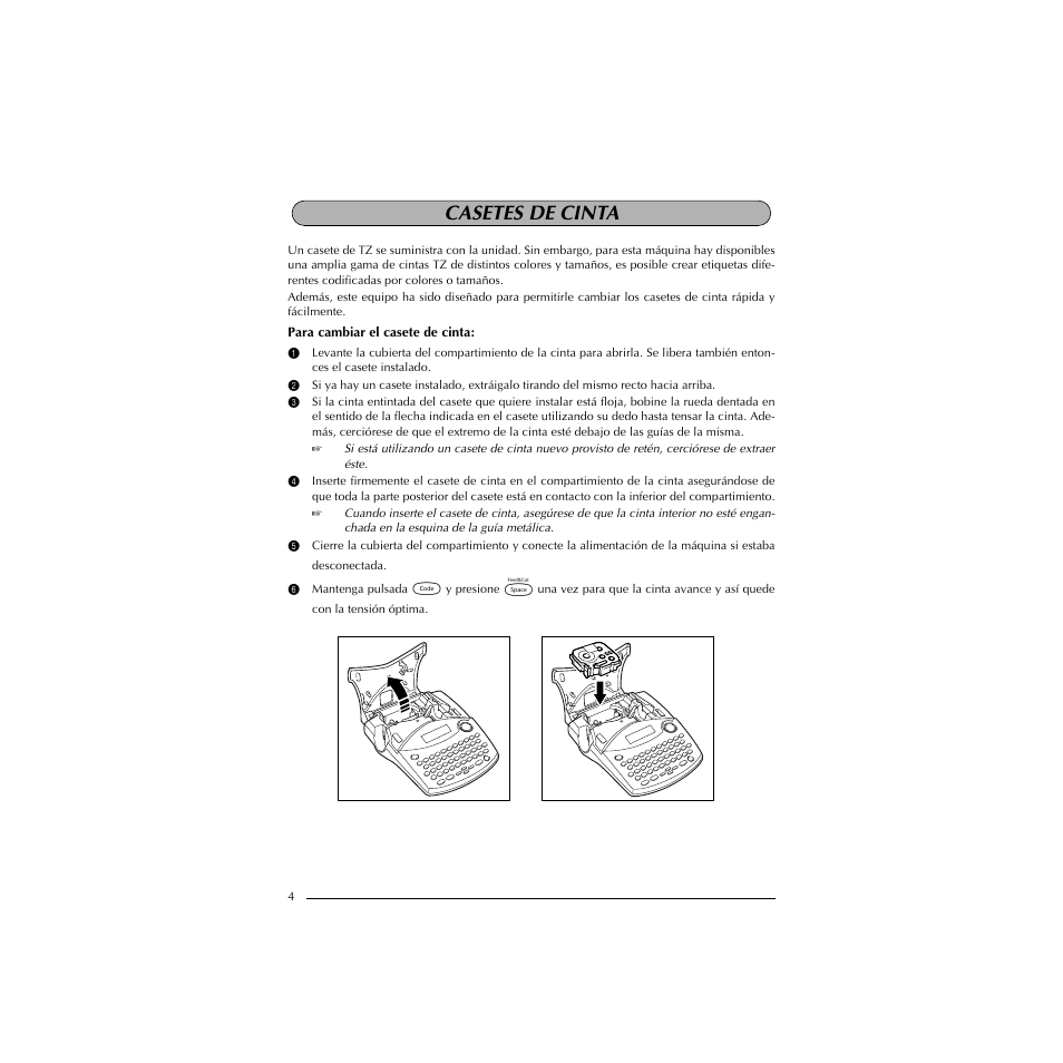 Casetes de cinta | Brother PT-1910 User Manual | Page 76 / 114