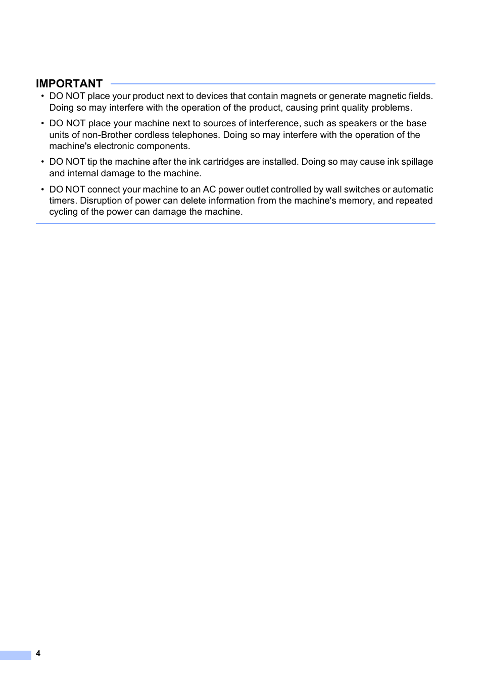 Important | Brother MFC-J4510DW User Manual | Page 4 / 19