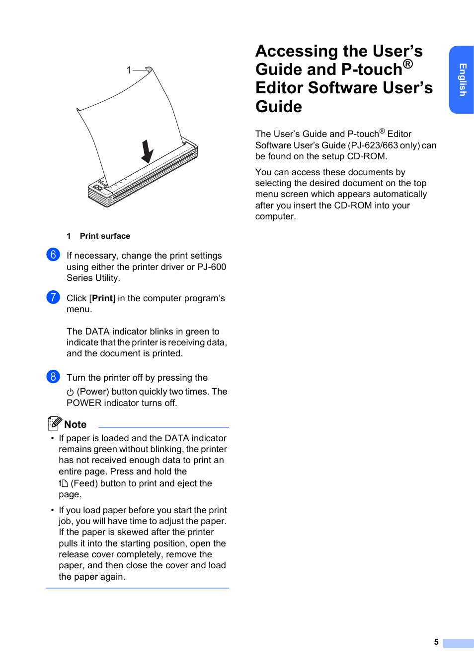 Accessing the user’s guide and p-touch, Editor software user’s guide | Brother Pocket Jet6 w BT PJ-662 User Manual | Page 6 / 7