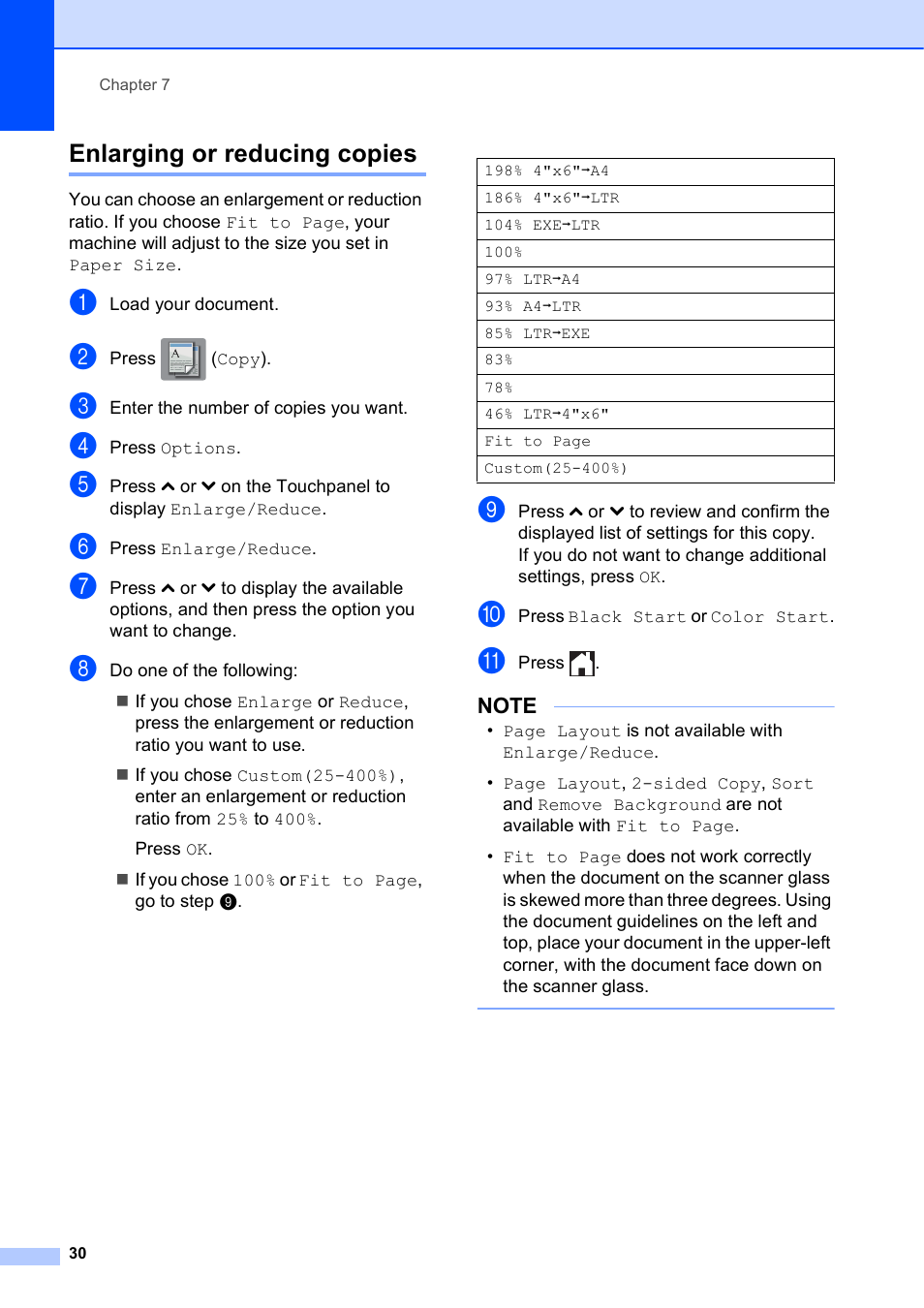 Enlarging or reducing copies | Brother MFC-J285DW User Manual | Page 34 / 54