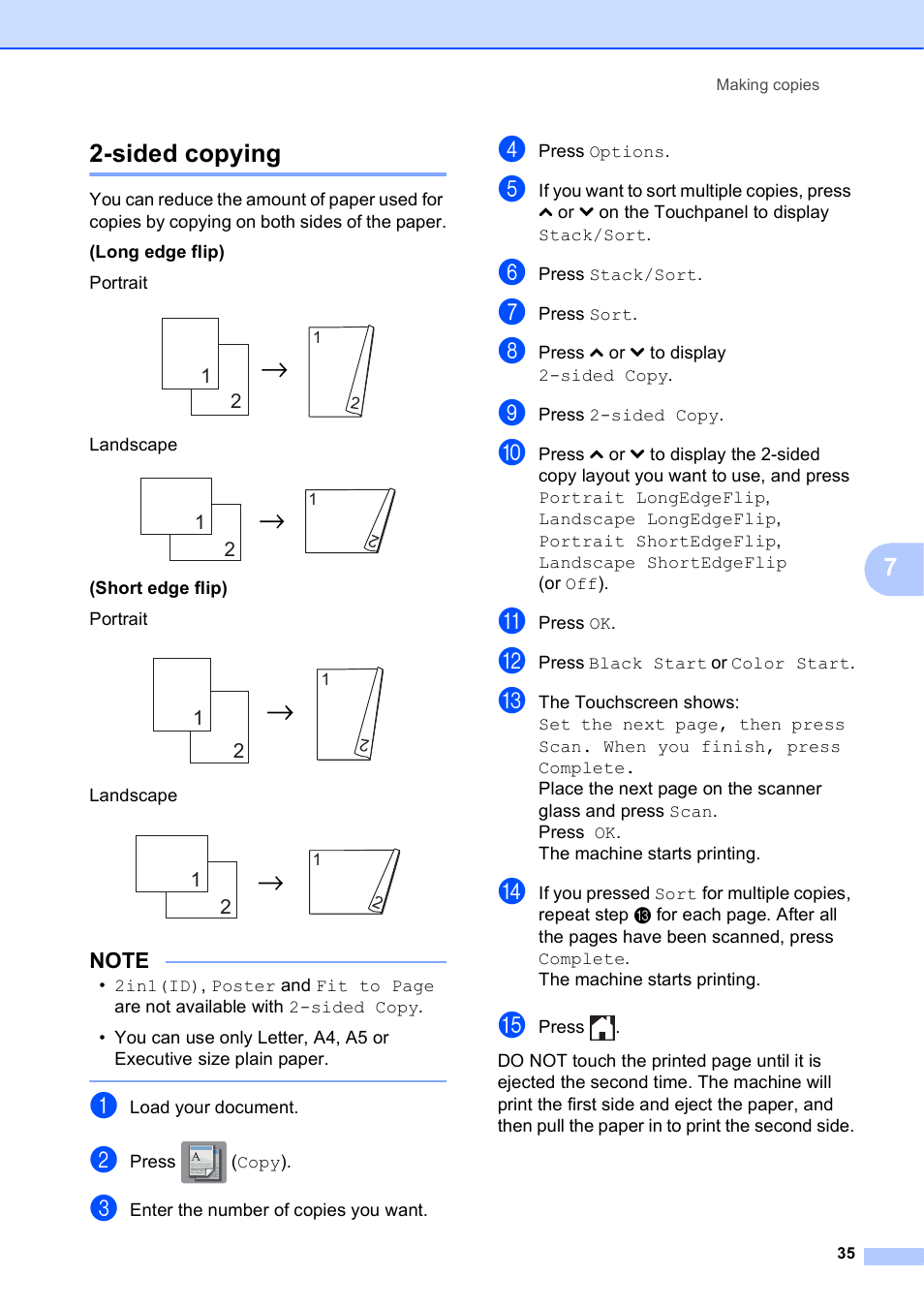 Sided copying | Brother MFC-J285DW User Manual | Page 39 / 54