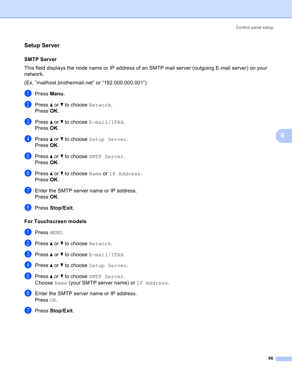 Setup server | Brother MFC-5890CN User Manual | Page 106 / 199