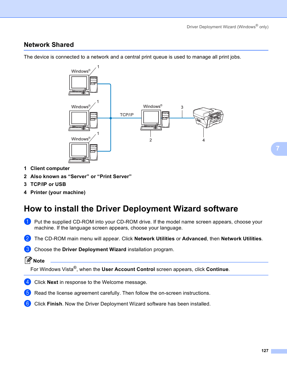 Network shared, 7network shared | Brother MFC-5890CN User Manual | Page 137 / 199
