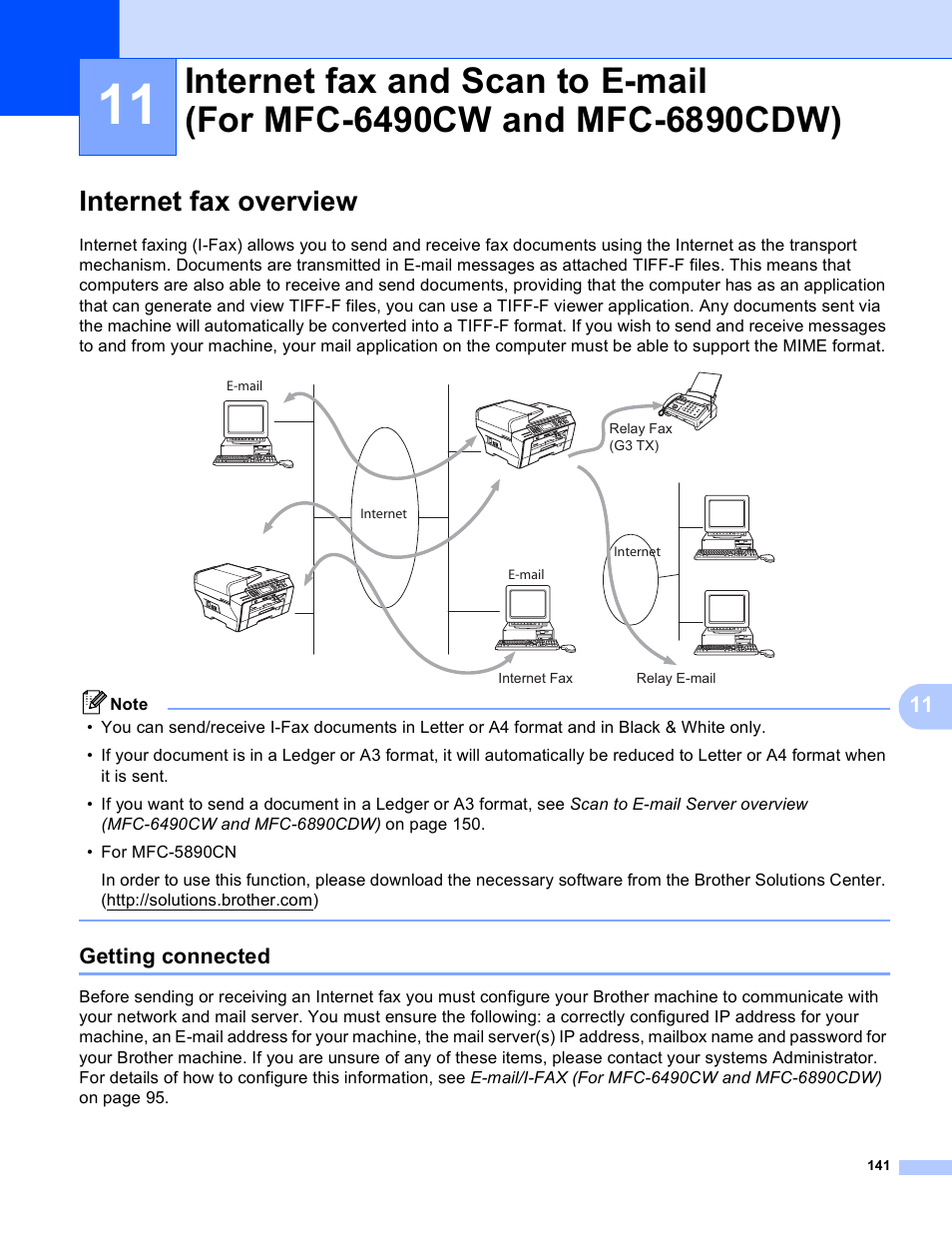 Internet fax overview, Getting connected | Brother MFC-5890CN User Manual | Page 151 / 199