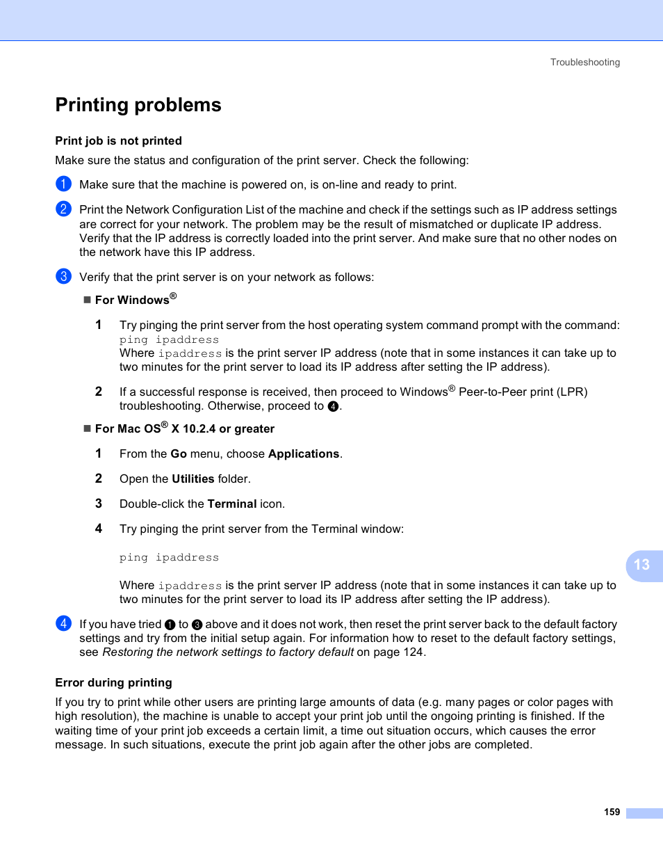 Printing problems | Brother MFC-5890CN User Manual | Page 169 / 199