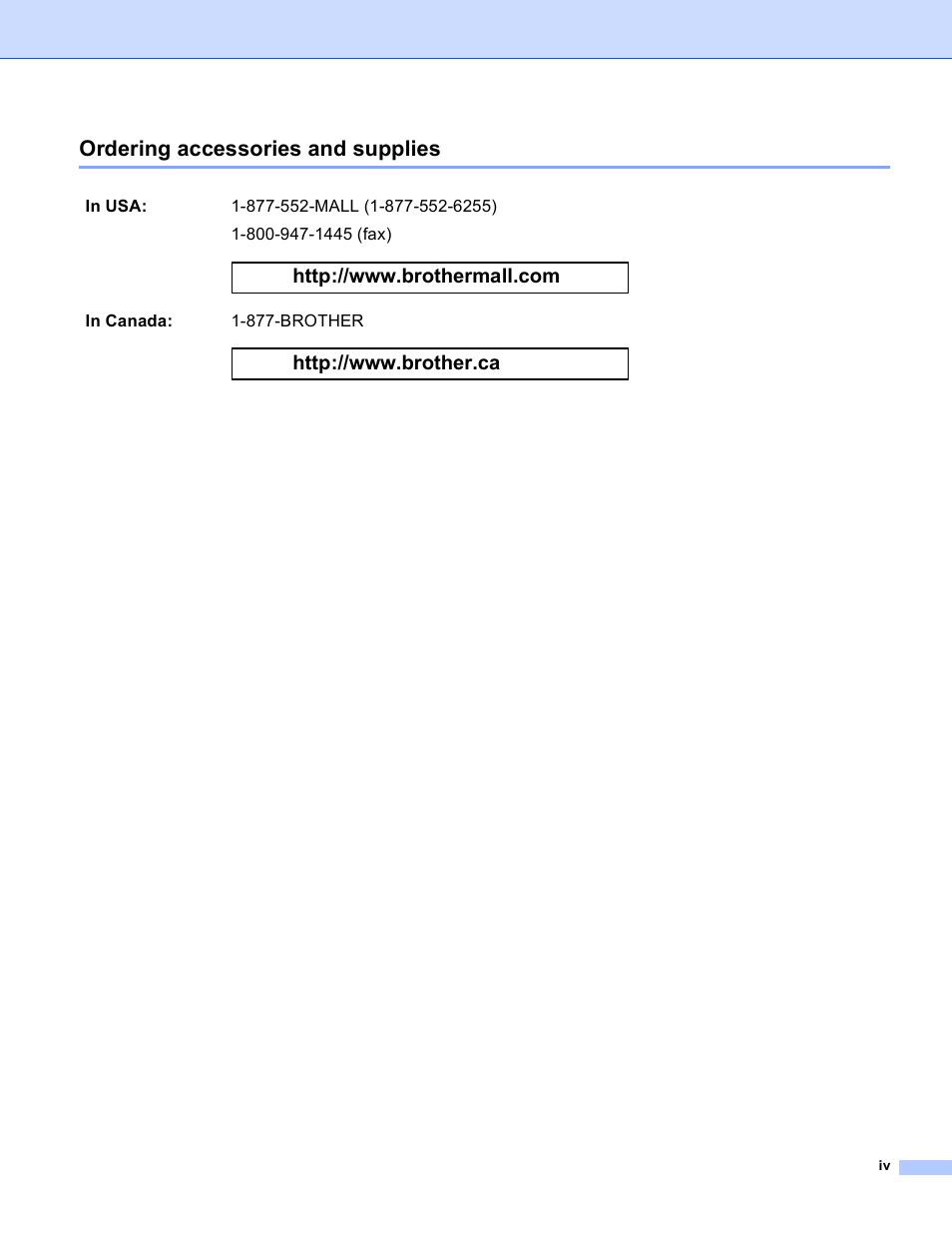 Ordering accessories and supplies | Brother MFC-5890CN User Manual | Page 5 / 199