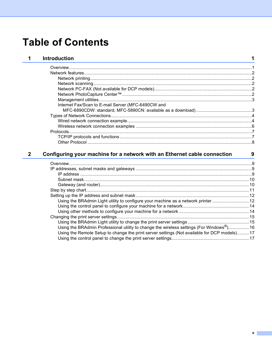 Brother MFC-5890CN User Manual | Page 6 / 199