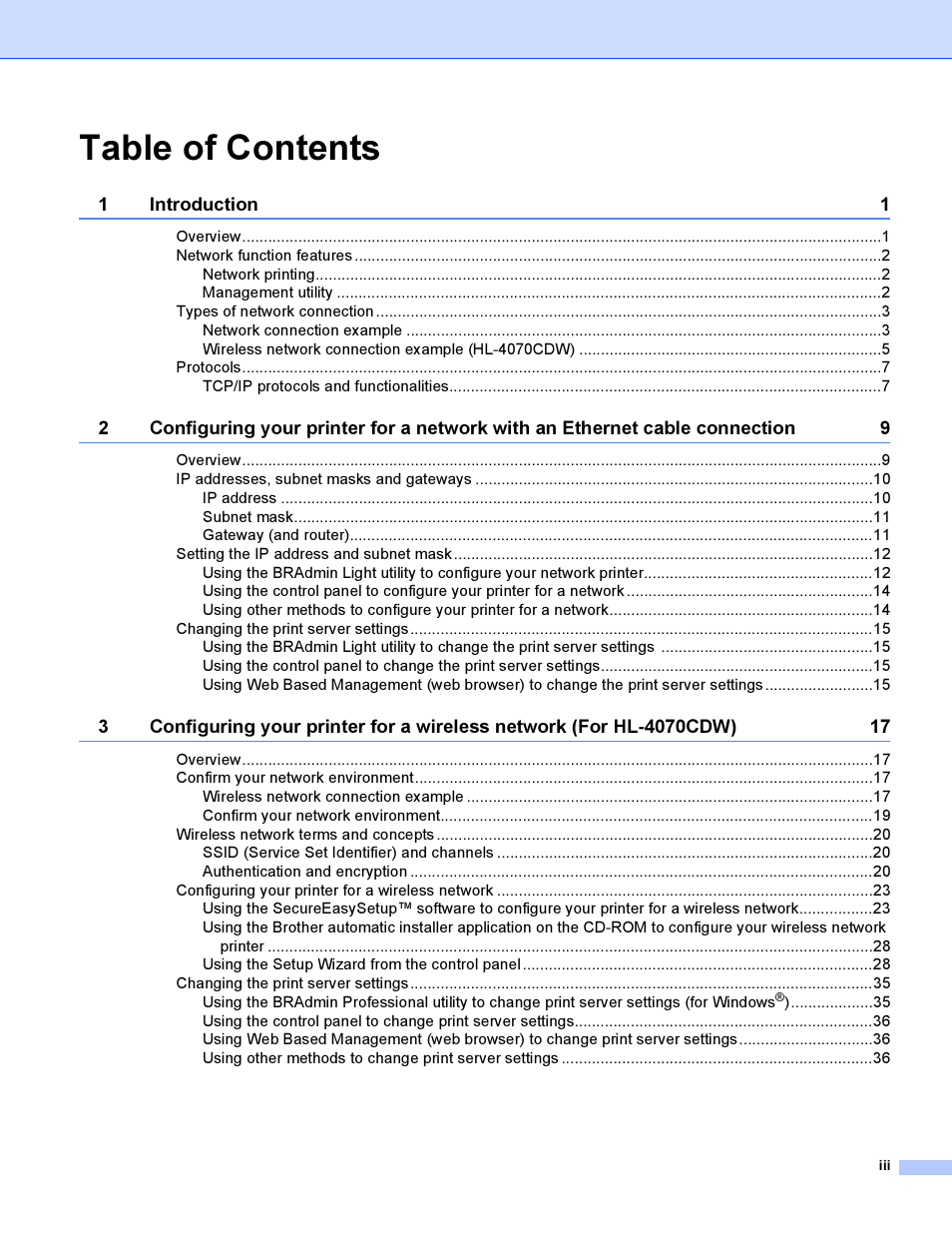 Brother HL-4040CDN User Manual | Page 4 / 177