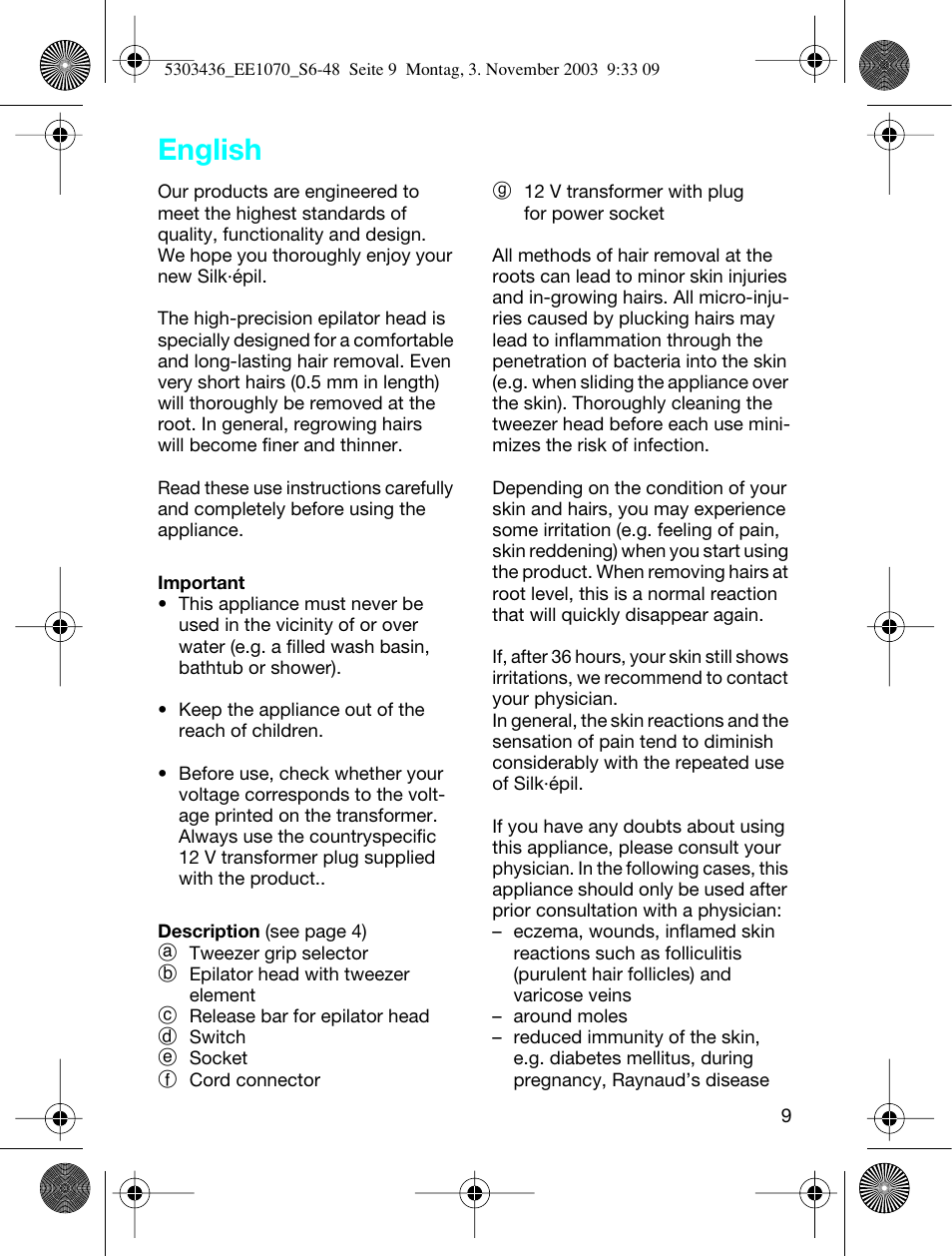 English | Braun EE1070 Silk-épil SuperSoft User Manual | Page 8 / 43