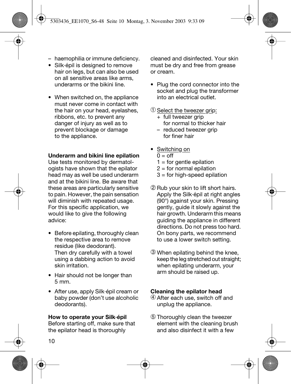 Braun EE1070 Silk-épil SuperSoft User Manual | Page 9 / 43