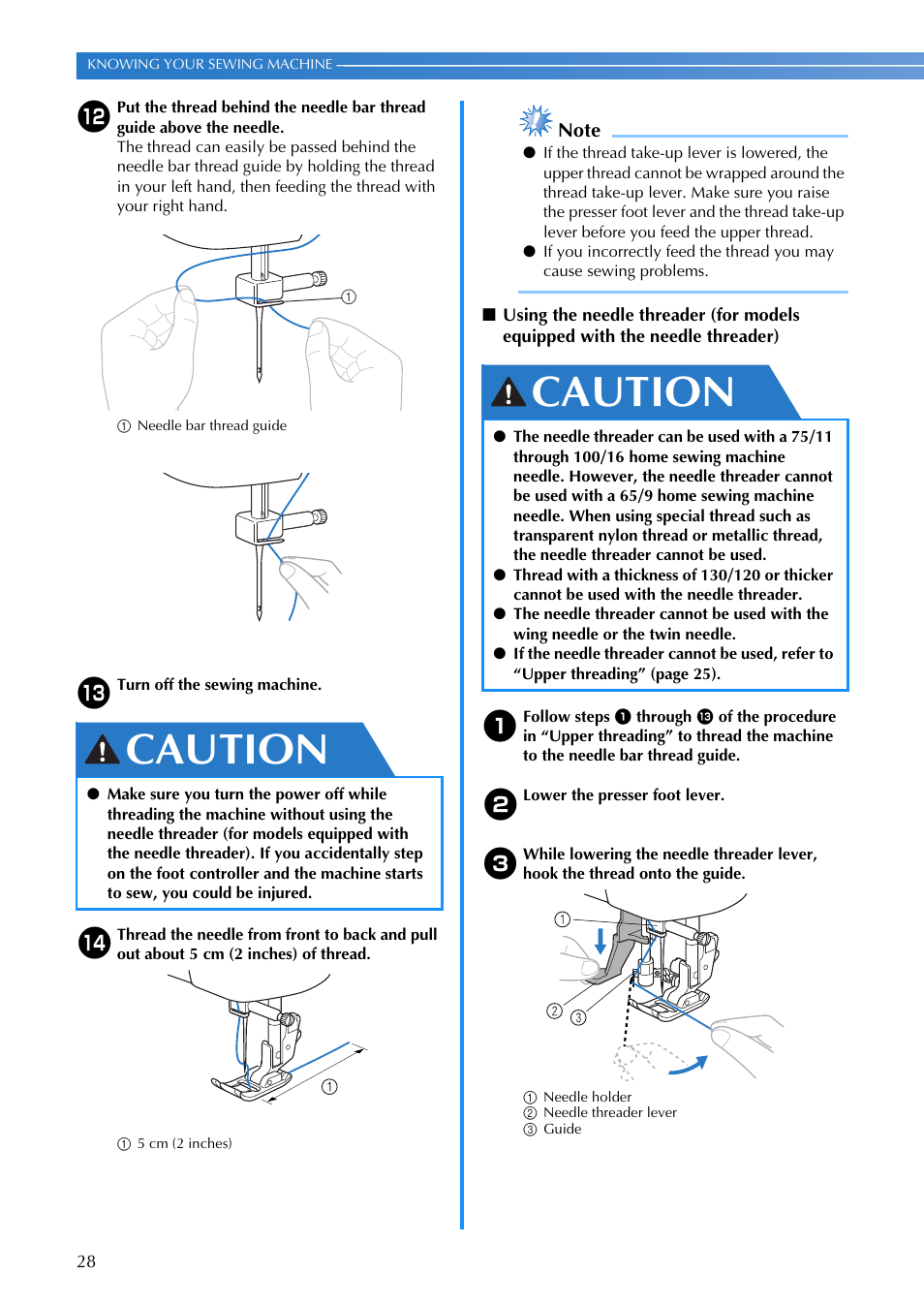 Caution | Brother DZ3000 User Manual | Page 30 / 116