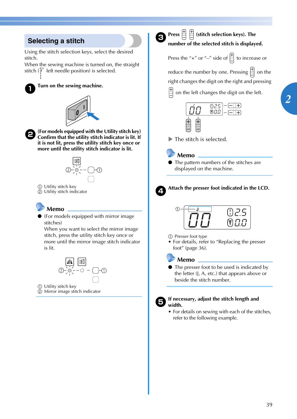 Selecting a stitch | Brother DZ3000 User Manual | Page 41 / 116